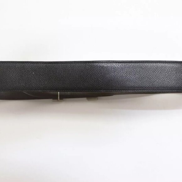 HERMÈS 95 H Guillochee Buckle Reversible Belt Noir/Silver Leather Strap - Picture 6 of 15